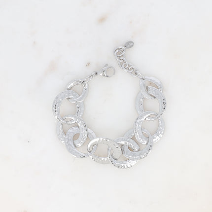 Bracelet Atria - gros anneaux plats ovales texturés