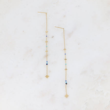 Boucles pendantes Siby - étoiles du Nord et perles rocailles