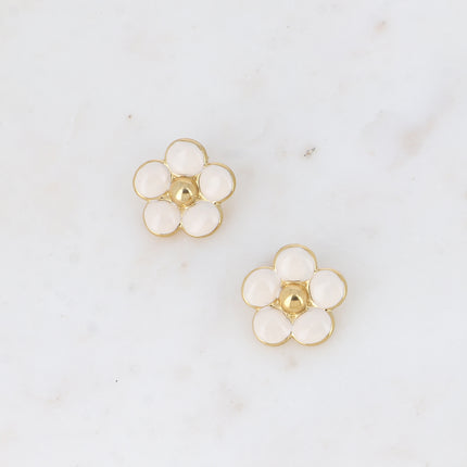 Boucles puces - fleur en émail 22mm