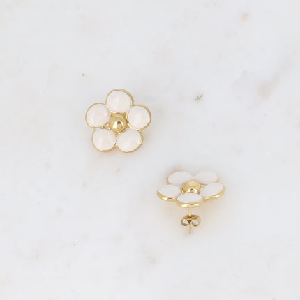 Boucles puces - fleur en émail 22mm