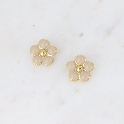 Boucles puces - fleur en émail 22mm