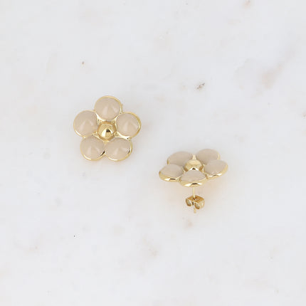 Boucles puces - fleur en émail 22mm