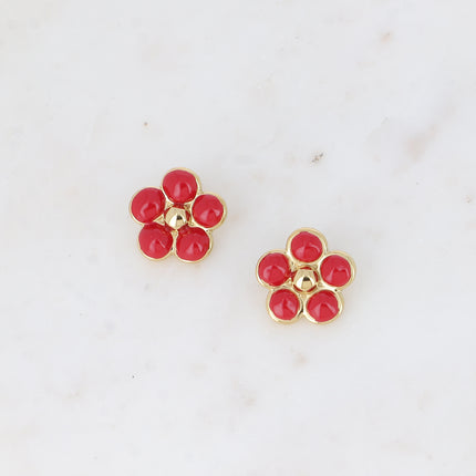 Boucles puces - fleur en émail 22mm