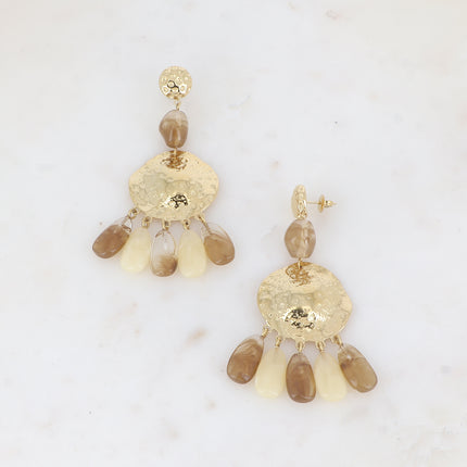 Olyna drop earrings - textured pieces and acetate beads