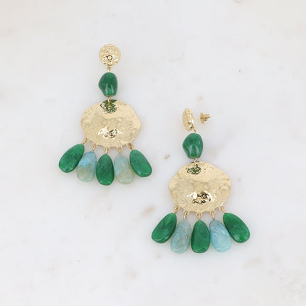 Olyna drop earrings - textured pieces and acetate beads