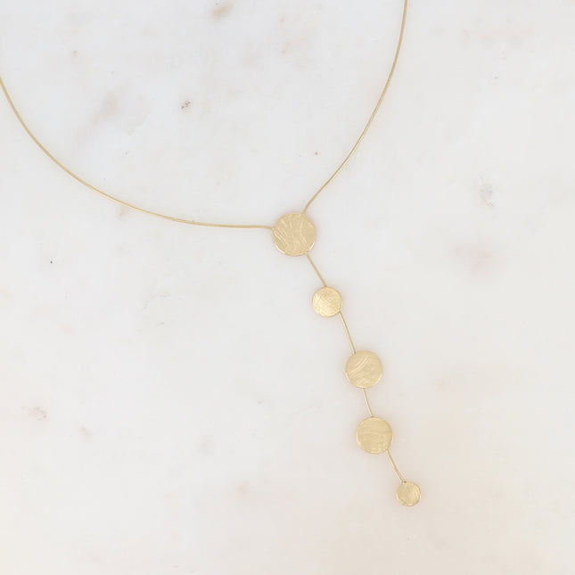Y-shaped necklace - round, brushed-effect beads