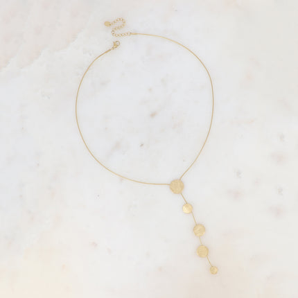 Collier Y - pastilles rondes effet brossées
