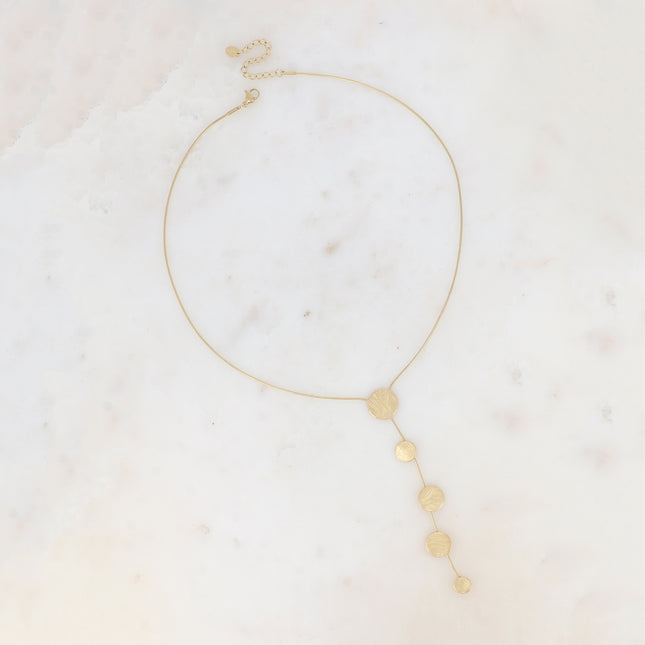 Y-shaped necklace - round, brushed-effect beads