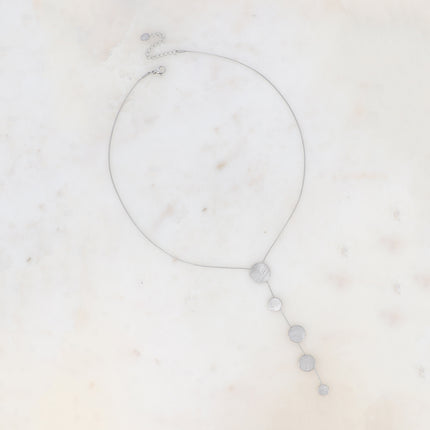 Collier Y - pastilles rondes effet brossées