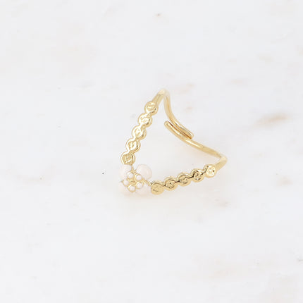 Bague en V - fleur en émail
