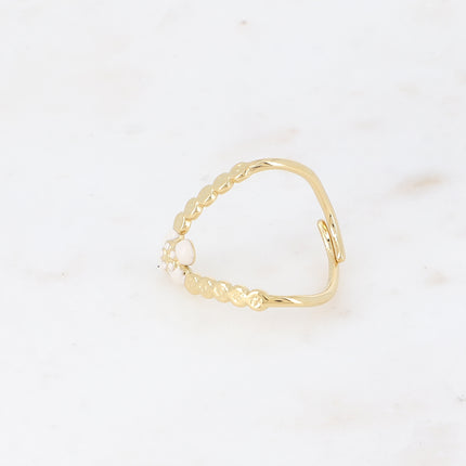 Bague en V - fleur en émail