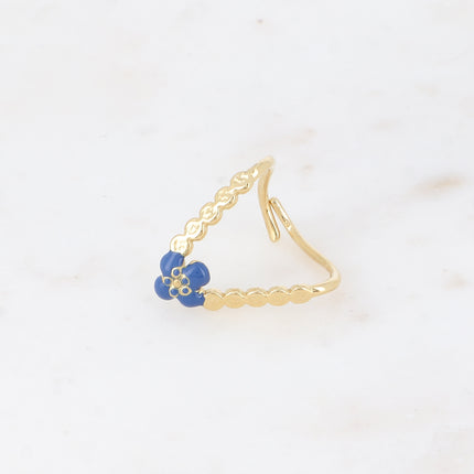 Bague en V - fleur en émail