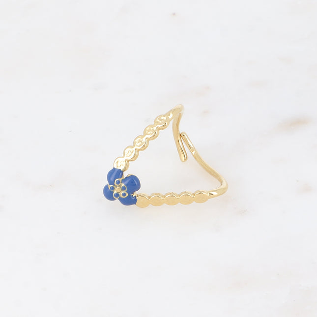 Bague en V - fleur en émail