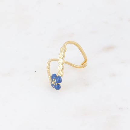 Bague en V - fleur en émail