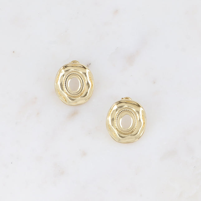 Boucles puces - 1 pièce ovale texturée 22x24mm