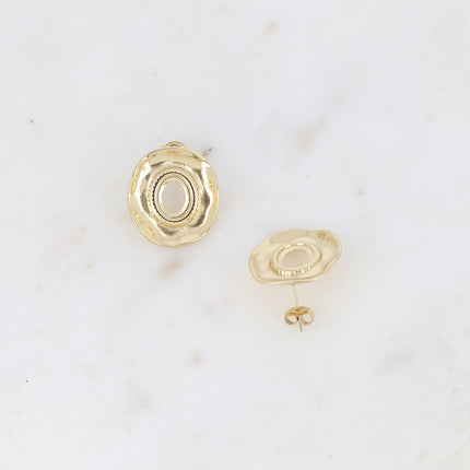 Stud earrings - 1 piece oval textured 22x24mm