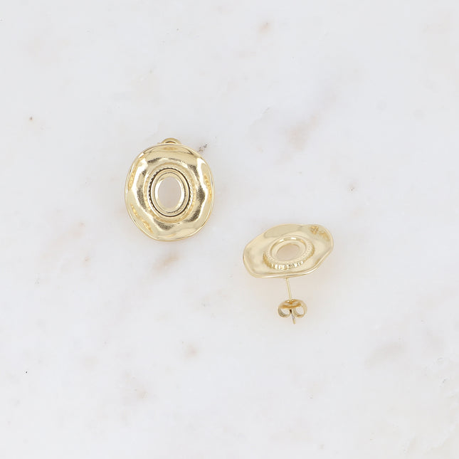 Boucles puces - 1 pièce ovale texturée 22x24mm
