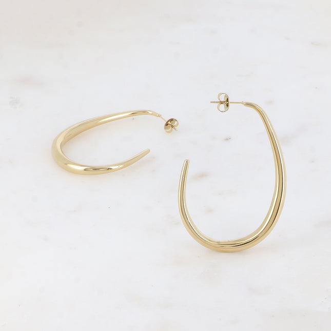 Creole earrings - teardrop-shaped ring 38x56 mm