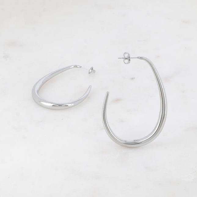 Creole earrings - teardrop-shaped ring 38x56 mm