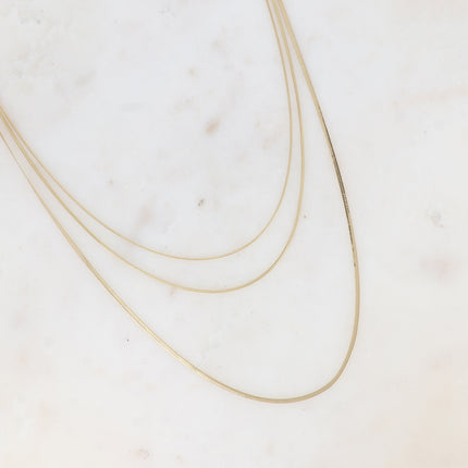 Collier 3 rangs Amal - 2 mailles serpent et une maille miroir