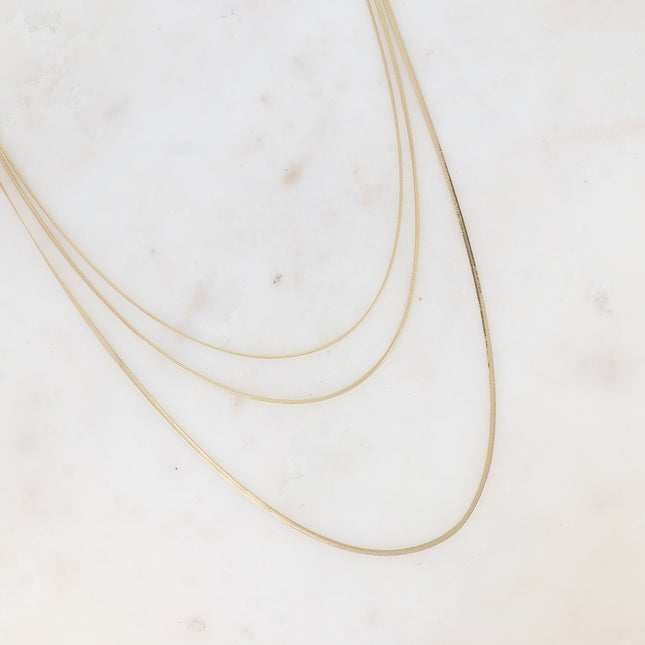 Collier 3 rangs Amal - 2 mailles serpent et une maille miroir