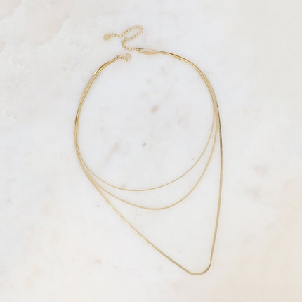 Collier 3 rangs Amal - 2 mailles serpent et une maille miroir