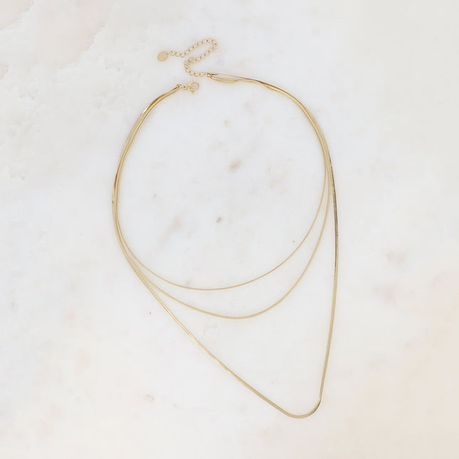 Collier 3 rangs Amal - 2 mailles serpent et une maille miroir