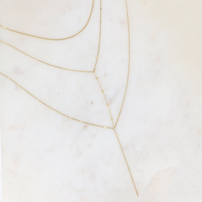 Collier 3 rangs Priya - ras de cou, maille miroir, 2 forçats alternées reliées par une chaîne de boules