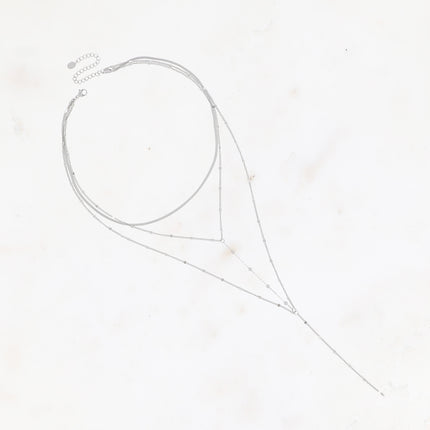 Collier 3 rangs Priya - ras de cou, maille miroir, 2 forçats alternées reliées par une chaîne de boules