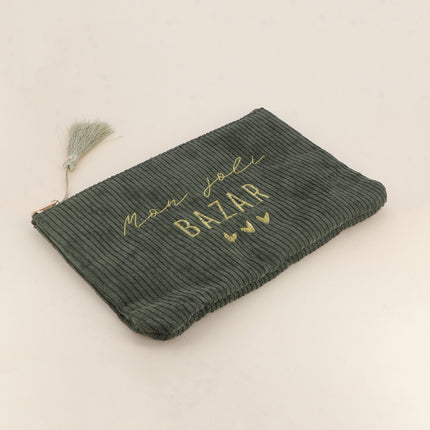Pouch - My Pretty Bazaar and 3 Hearts - Corduroy - 20 x 14 cm