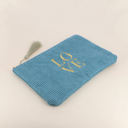 Pouch - LOVE - corduroy - 20 x 14 cm