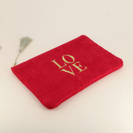 Pouch - LOVE - corduroy - 20 x 14 cm