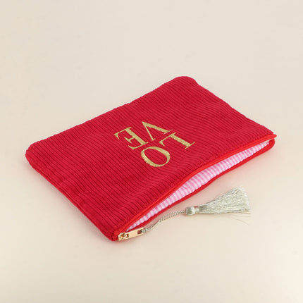 Pouch - LOVE - corduroy - 20 x 14 cm