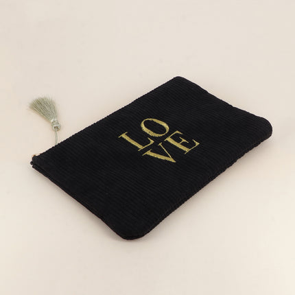 Pouch - LOVE - corduroy - 20 x 14 cm