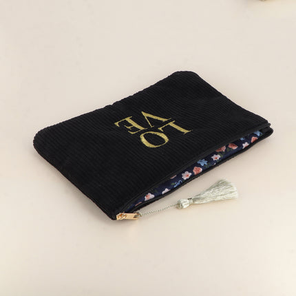 Pouch - LOVE - corduroy - 20 x 14 cm