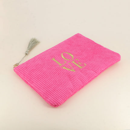 Pouch - LOVE - corduroy - 20 x 14 cm