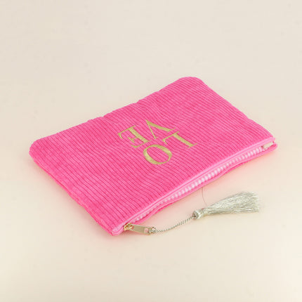 Pouch - LOVE - corduroy - 20 x 14 cm