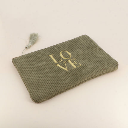 Pouch - LOVE - corduroy - 20 x 14 cm