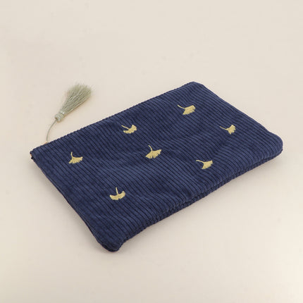 Pencil case - small ginkgo trees - corduroy - 20 x 14 cm