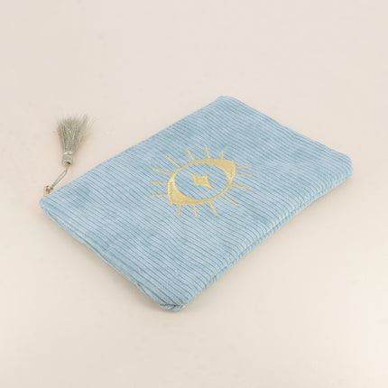 Eye-shaped pouch - corduroy - 20 x 14 cm