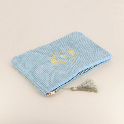 Eye-shaped pouch - corduroy - 20 x 14 cm