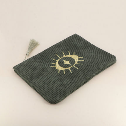 Eye-shaped pouch - corduroy - 20 x 14 cm