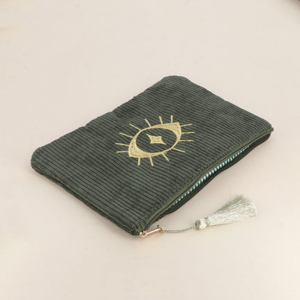 Eye-shaped pouch - corduroy - 20 x 14 cm