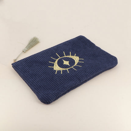 Eye-shaped pouch - corduroy - 20 x 14 cm