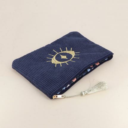 Eye-shaped pouch - corduroy - 20 x 14 cm