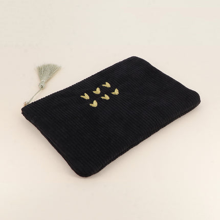 Pencil case - 6 hearts - corduroy - 20 x 14 cm