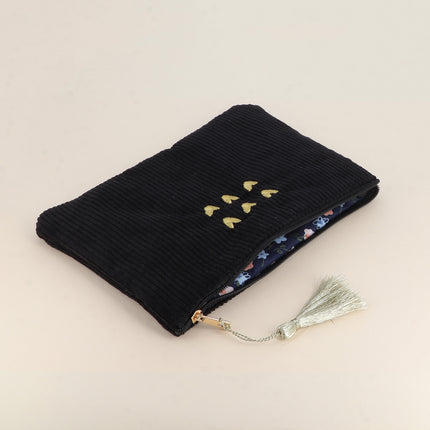 Pencil case - 6 hearts - corduroy - 20 x 14 cm