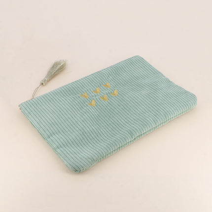 Pencil case - 6 hearts - corduroy - 20 x 14 cm