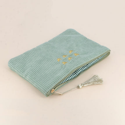 Pencil case - 6 hearts - corduroy - 20 x 14 cm
