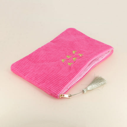 Pencil case - 6 hearts - corduroy - 20 x 14 cm